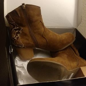 Western faux brown snake skin ankle booties